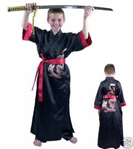black SAMURAI kung fu ninja warrior karate karate boys halloween costume L