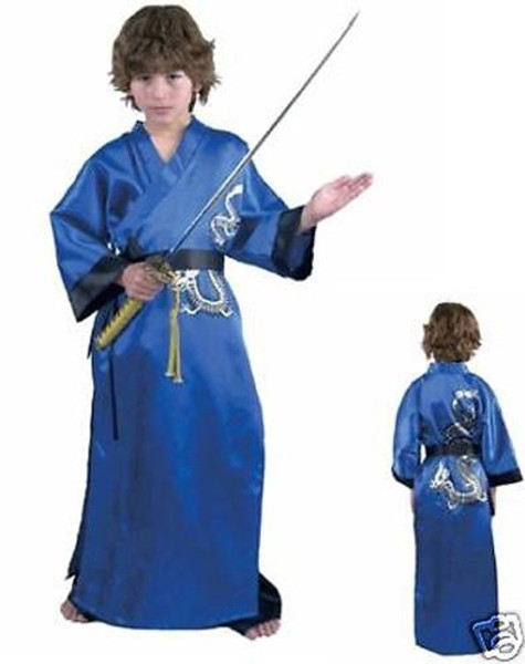 BLUE SAMURAI kung fu dragon warrior master boys kids halloween costume XL