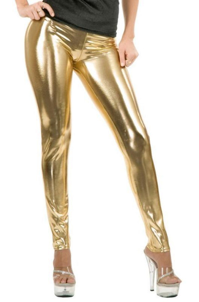 gold LEGGINGS liquid metal adult womens sexy shiny halloween costume EXTRA SMALL