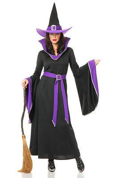 black & purple MIDNIGHT WITCH adult womens sexy halloween costume MEDIUM