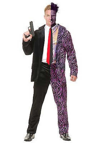 SPLIT PERSONALITY dark knight batman joker mens villain halloween costume LARGE