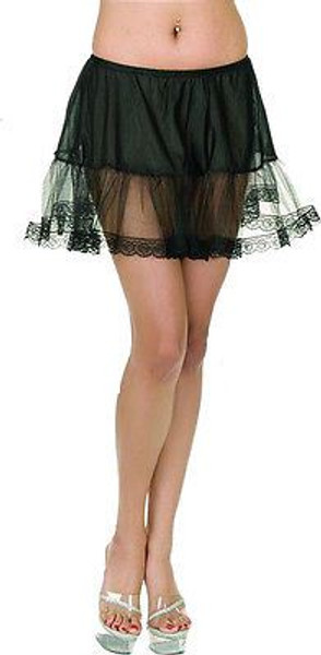 BLACK LACE EDGE PETTICOAT under skirt crinoline womens costume accessory
