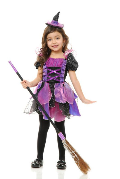 purple GLITTER WITCH kids girls halloween costume XS/S