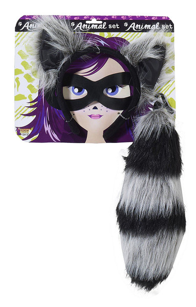 Raccoon Mask and Tail Costume Accessory Kit