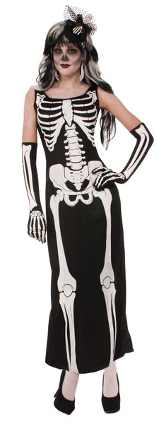 Long Skeleton Dress Costume Adult Standard