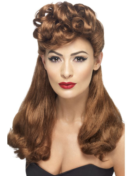 40's Vintage Wig Auburn Long with Top Curls bu Smiffy's