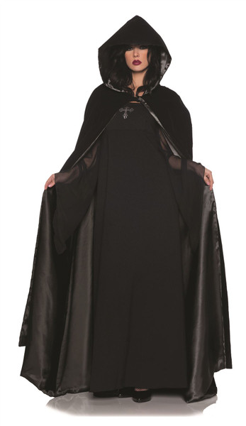 Black Velvet Satin Cape Costume Accessory