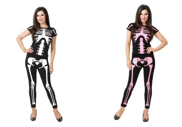 Womens Skeleton Leggings and Shirt Halloween Costume Accessory