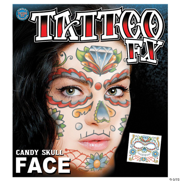 Candy Skull Face Temporary Tattoo Tinsley Transfers