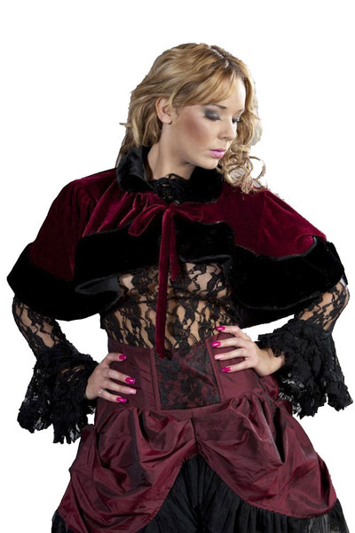 Burleska Imported from UK Victorian Bolero Shrug Velvet / Black Fur