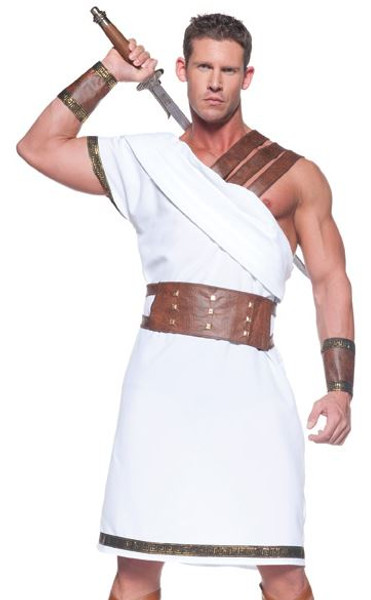 GREEK WARRIOR roman white toga adult mens gladiator halloween costume party