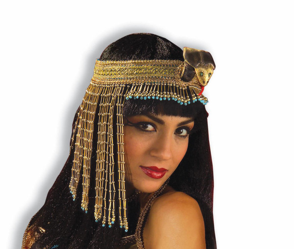 BEADED SNAKE HEADPIECE cleopatra eqyptian queen gold womens costume accessory