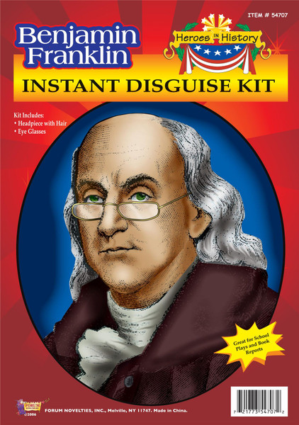 BENJAMIN FRANKLIN KIT Ben Disguise wig kids boys school play halloween costume