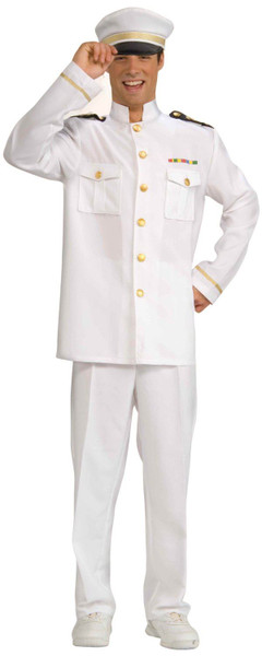 SHIP CAPTAIN cruise navy officer white uniform military mens halloween costume