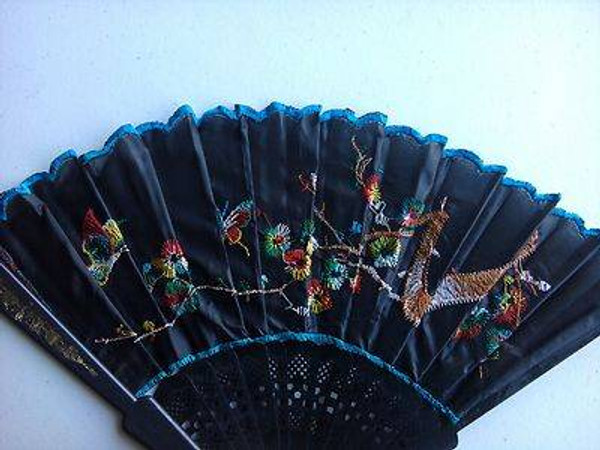 black ORNATE FAN asian geisha womens kids adult halloween costume