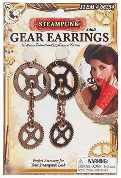 STEAMPUNK GEAR EARRINGS victorian punk industrial jewelry womens costume cosplay