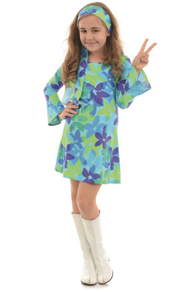 70's Hippie Flower Power Go Go Girls Kids Halloween Costume