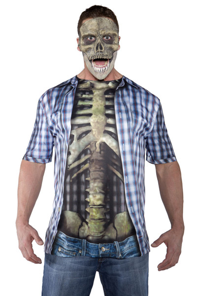 Photo Real Shirt - Skeleton Adult Mens Halloween Costume OS