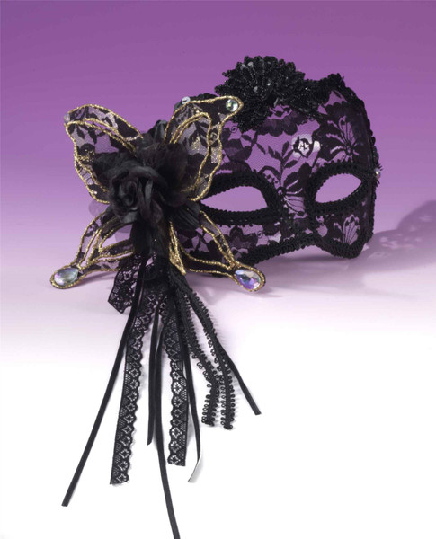 Fancy 1/2 Mask Cat Lace adult womens Mardi Gras Halloween costume