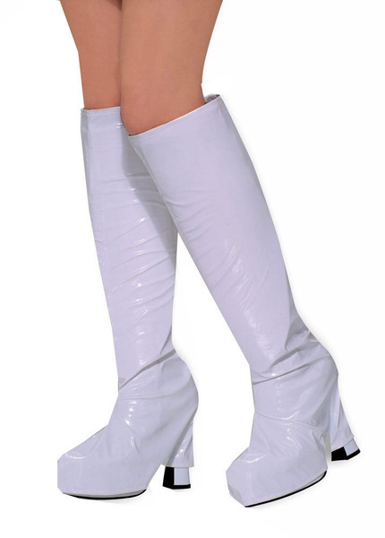 WHITE BOOT TOPS shoe covers go-go dancer disco 60's womens halloween costume