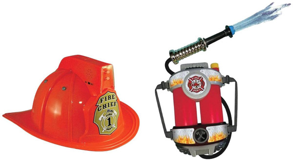 Aeromax FireFighter Kids Bundle 1 of Each Helmet with Sound, FirePower Water Gun