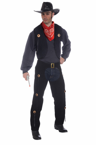 Cowboy Vest & Chaps Set adult mens Western Halloween costume Standard Size
