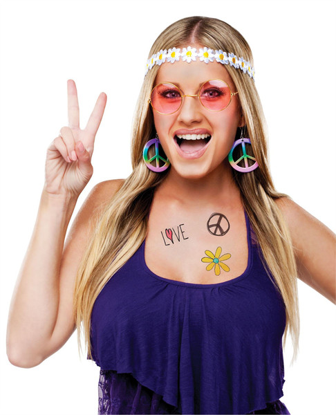 Hippie Headband Glasses Peace Sign Earrings Kit
