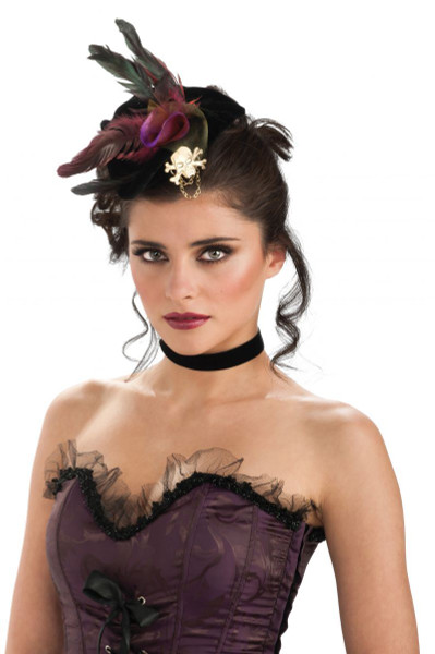 Pirate Mini Hat with Feather fascinator adult womens Halloween costume accessory