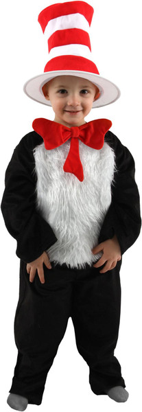 CAT IN THE HAT dr. suess jumpsuit hat kids girls boys halloween costume Medium