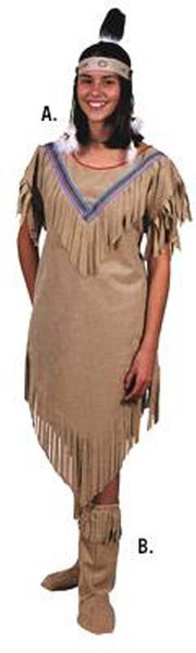 Tan Indian Maiden Pocahontas Womens Adult Halloween Costume Small 6 8