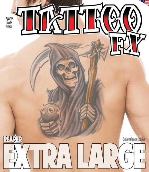 Extra Large - Reaper - Tinsley Transfers Temporary Tattoo