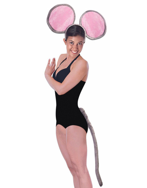 Jumbo Mouse Kit Animal Adult Headband Giant Ears Tail Grey Costume Accessory