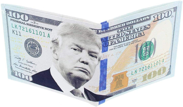 President Donald Trump $100 Hundred Dollar Bill Foldable Canvas Wallet NEW MAGA