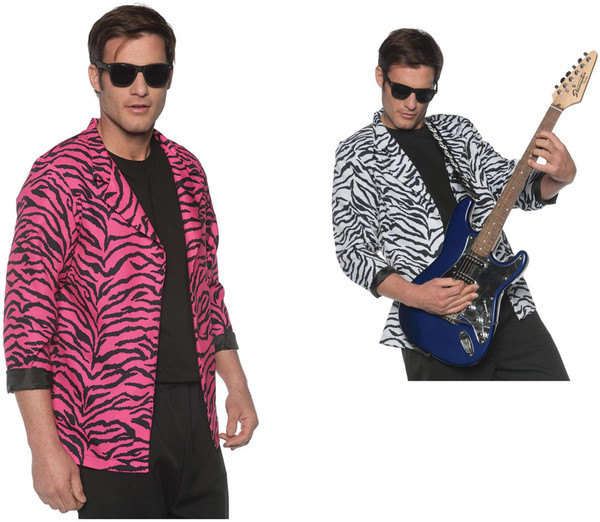 Men's 80's Wave Costume Zebra Blazer Jacket