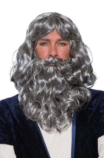 Biblical Abraham Moses Grey Adult Wig & Beard Set Costume Accessory