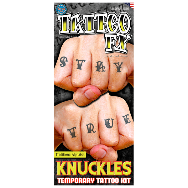 Knuckle Alphabet Temporary Tattoos Character Tattoo Kit - Traditional Alphabet