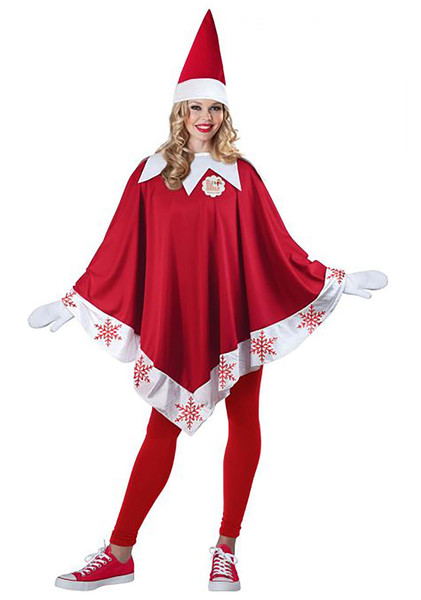 Elf on the Shelf Womens Poncho Jack Elfington Christmas Claus One Size Fits 4-14