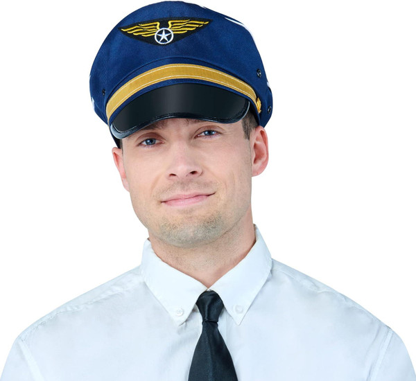 Adult Pilot Hat Navy Blue One Size Fits Most Adults - Diameter 23 inches NOT Adjustable