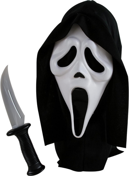 Fun World Costumes White Plastic Halloween Ghost Face Costume Mask with Knife for Adult