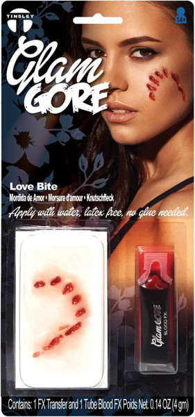 Tinsley Transfers Medium Glam Gore 3D FX Transfer Kit - Love Bite, Latex Free Prosthetic