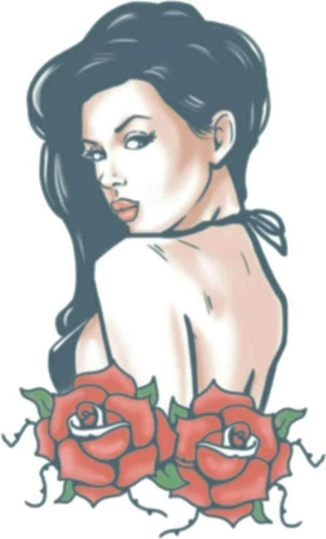 Tinsley Transfers Biker Tattoo Rose Pin Up Temporary Tattoo FX