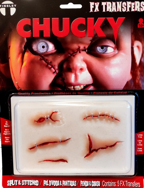Chucky Split and Stitched Doll Scars 3D FX Tattoo Officially Licensed