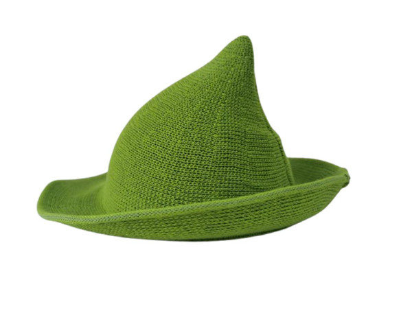 Short Salem Witch Hat or Elf Styled - Wired Brim - Green
