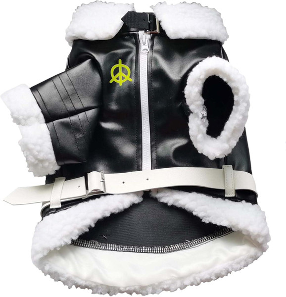 Leatherlike Bomber Jacket Pet Costume Large - 13" Neck to Tail  x 20" Chest Girth