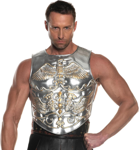 UNDERWRAPS Foam Roman Chest Armor - One Sided Metallic Chest Armor Plate, Renaissance Body Armor with Elastic Back
