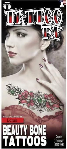 Lotus Flower Beauty Bone Tattoo - Realistic Temporary Clavicle Tattoo for Women