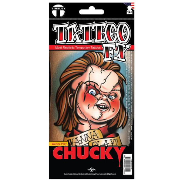 Chucky Doll Temporary Tattoo Tinsley Transfers Wanna Play?