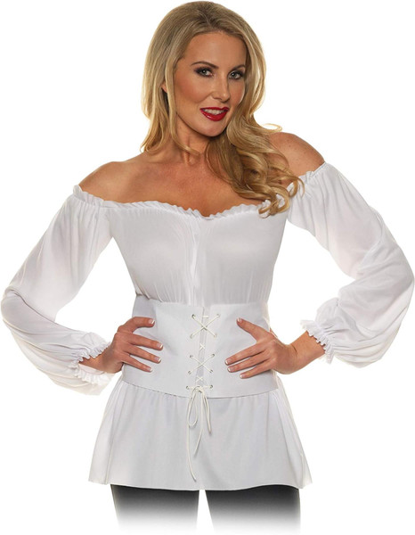 Underwraps Woman's Renaissance Shirt, White, Small