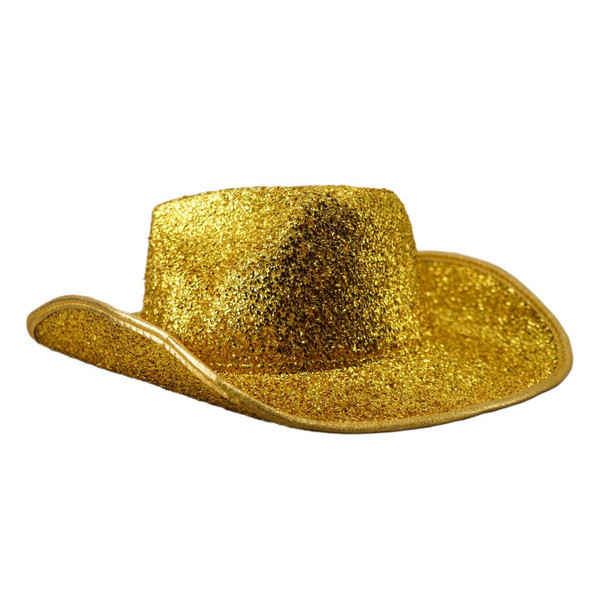 Gold Glitter Grass Cowboy Party Hat Western Cowgirl Costume Festival Disco