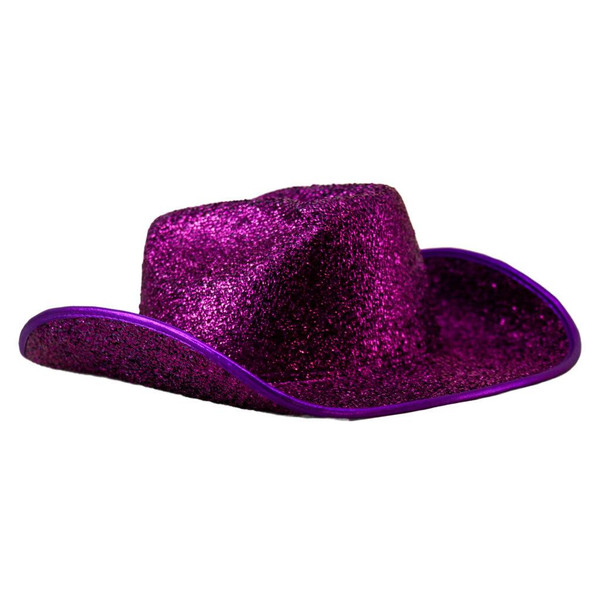 Purple Glitter Grass Cowboy Party Hat Western Cowgirl Costume Festival Disco